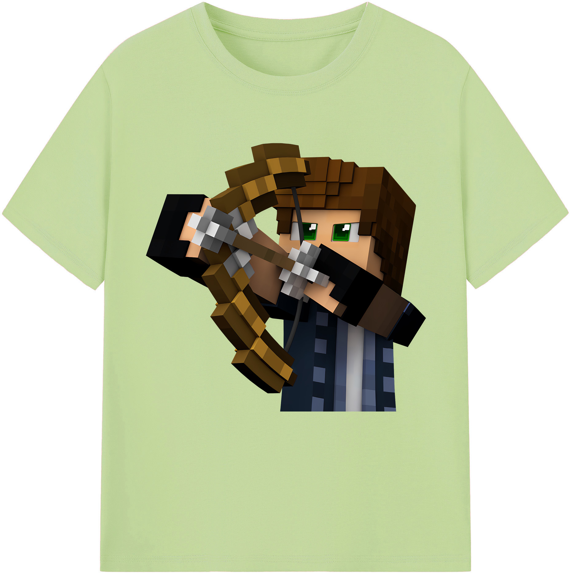 （画像用） マインクラフト ブロックの世界 Minecraft MC Block world 綿100％半袖Tシャツ（フロントプリント）
